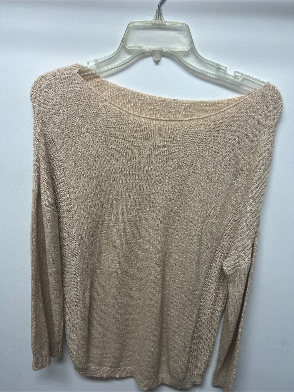 Light Beige Knit Women's Sweater - Classic Boatneck